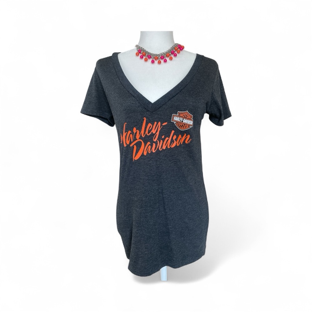 Orlando Harley-Davidson Charcoal V-Neck Tee with Orange Logo